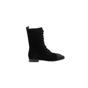 AiciBerllucci Junia Black Suede Lace Up Bootie