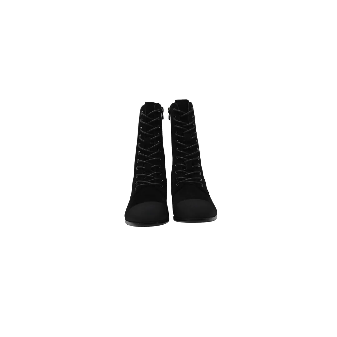 AiciBerllucci Junia Black Suede Lace Up Bootie