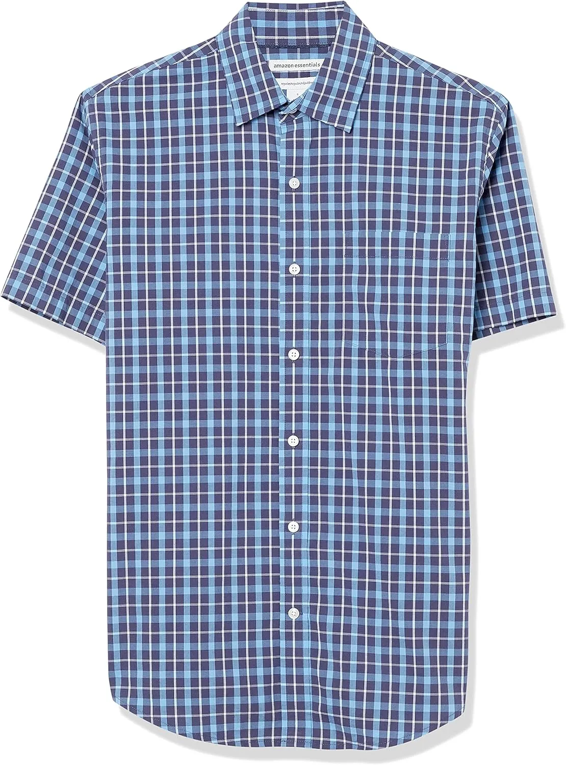 Amazon Essentials Men's Regular-Fit Short-Sleeve Poplin Shirt