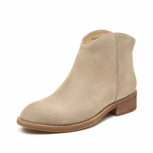 BeauToday Cow Suede Ankle Boots for Women