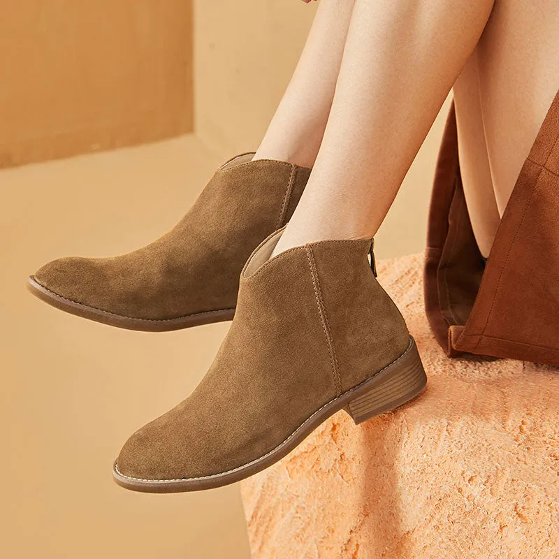 BeauToday Cow Suede Ankle Boots for Women