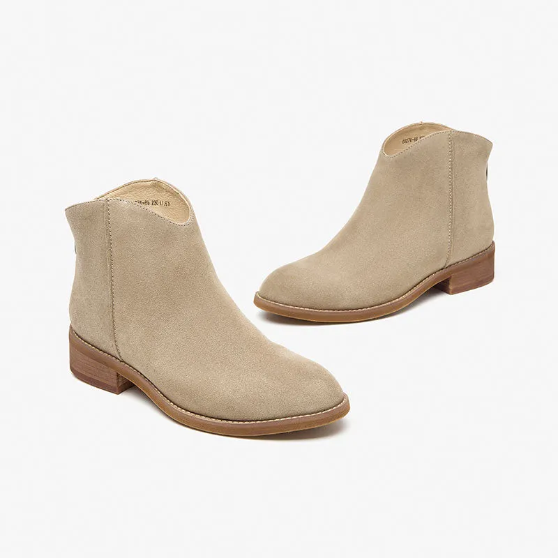 BeauToday Cow Suede Ankle Boots for Women