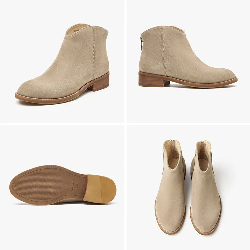 BeauToday Cow Suede Ankle Boots for Women
