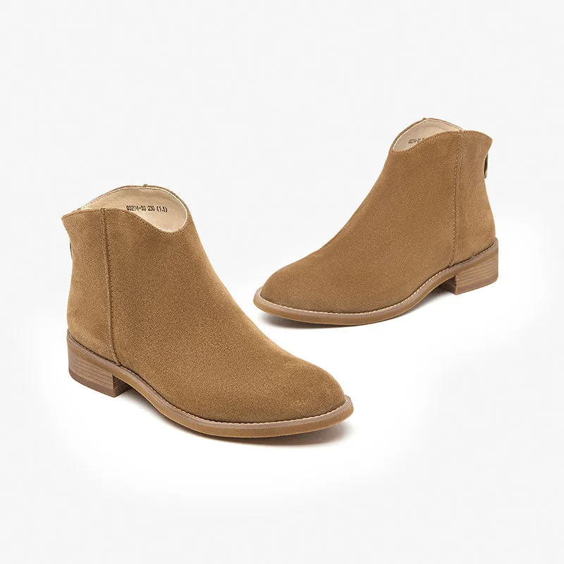 BeauToday Cow Suede Ankle Boots for Women