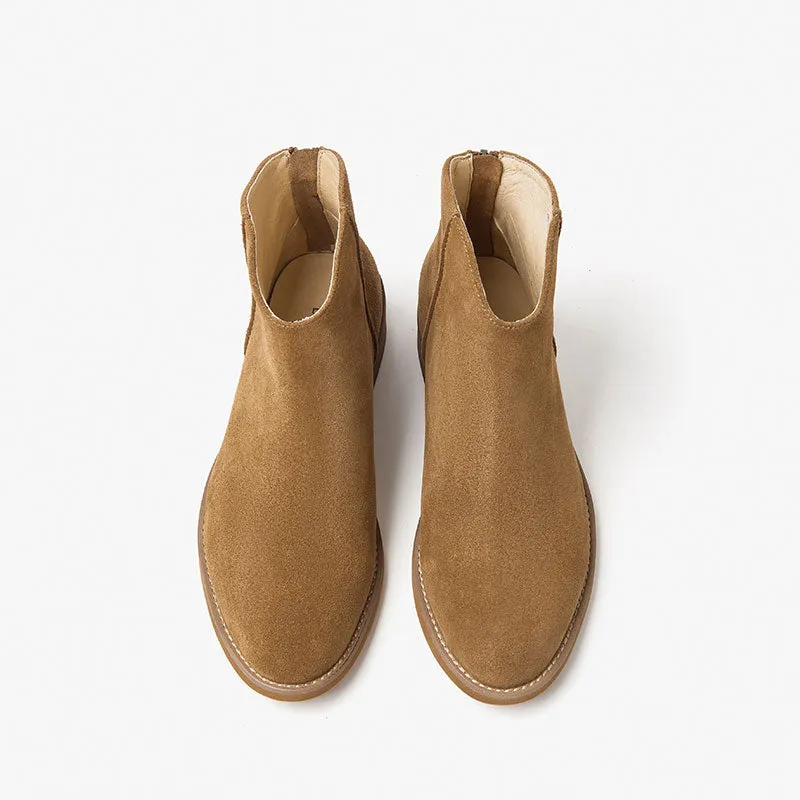 BeauToday Cow Suede Ankle Boots for Women