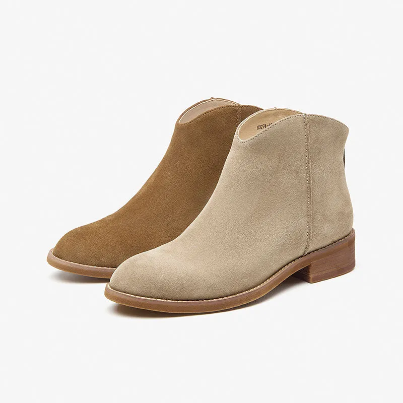 BeauToday Cow Suede Ankle Boots for Women