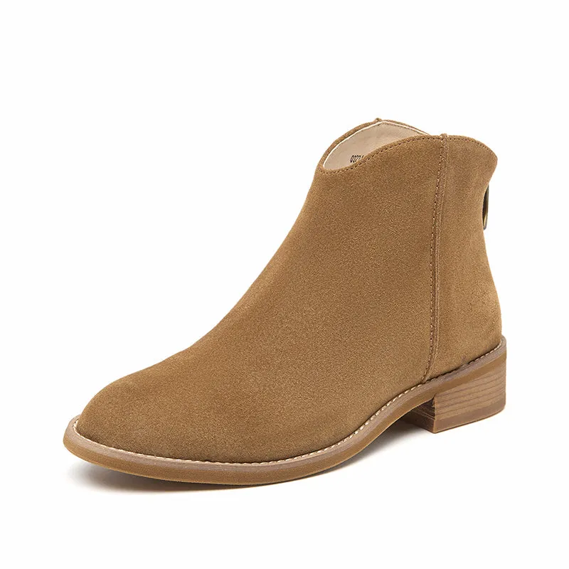 BeauToday Cow Suede Ankle Boots for Women
