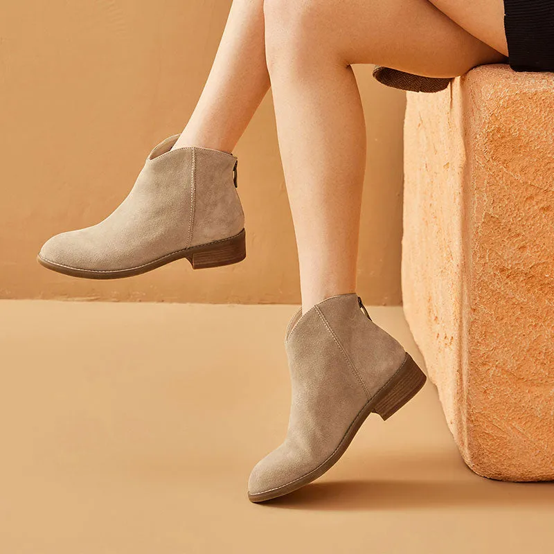 BeauToday Cow Suede Ankle Boots for Women