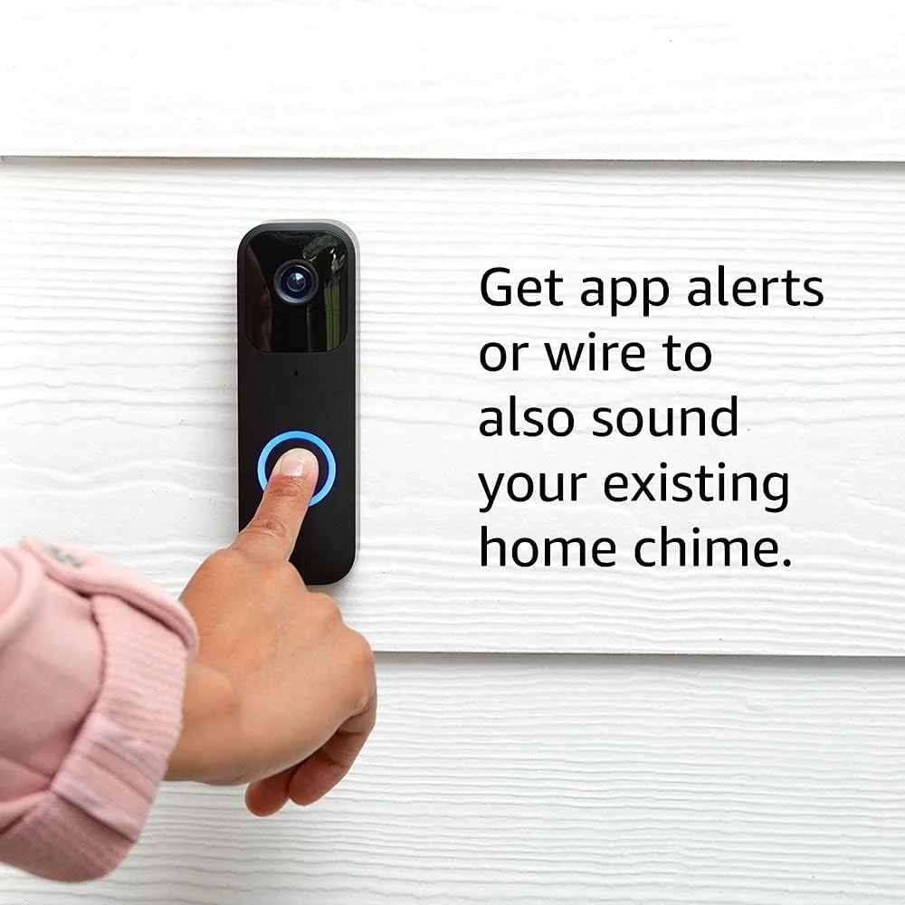 Blink Video Doorbell   Sync Module 2 (newest model)  Two-way audio, HD video, two-year battery life, motion detection, chime app alerts, Works with Alexa (Black)