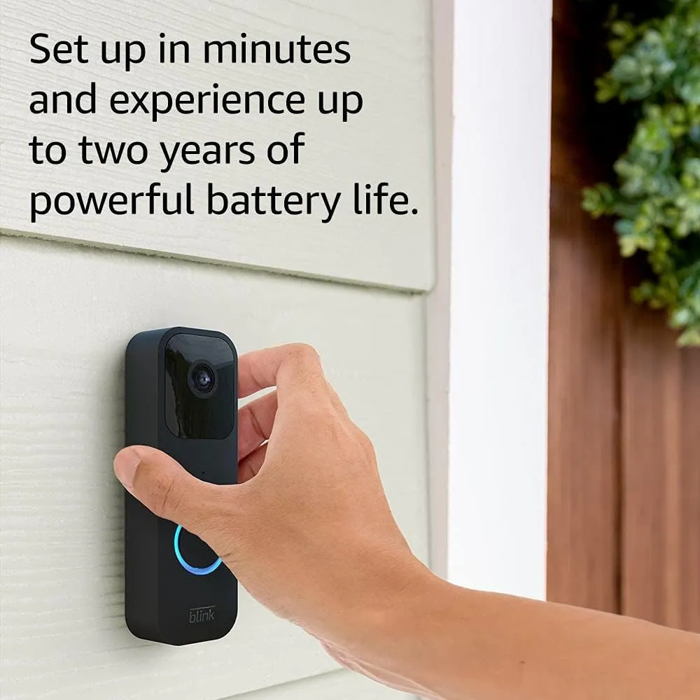 Blink Video Doorbell   Sync Module 2 (newest model)  Two-way audio, HD video, two-year battery life, motion detection, chime app alerts, Works with Alexa (Black)