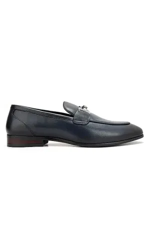 Blue Braided Leather Loafers