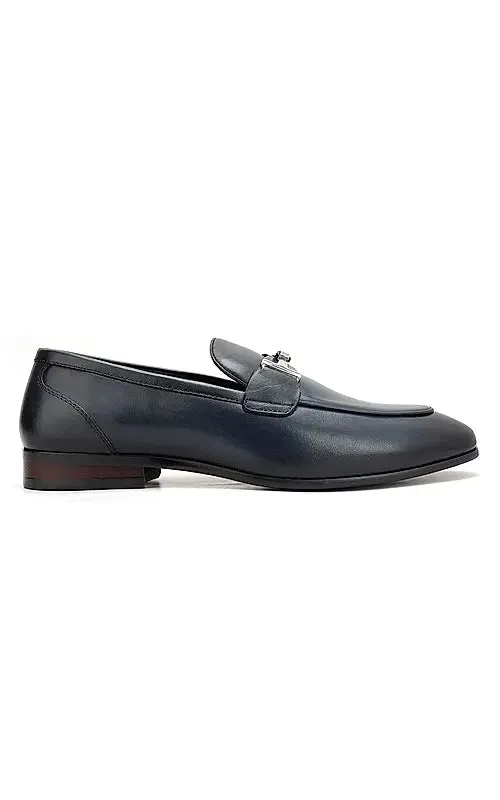 Blue Braided Leather Loafers