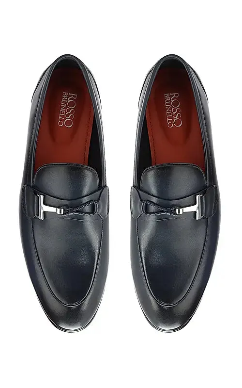 Blue Braided Leather Loafers