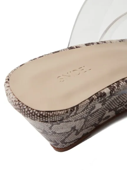 Clear Vinyl Multi Strap Wedge Mule
