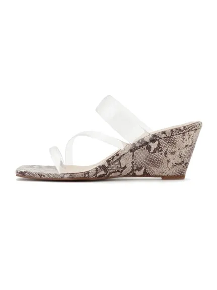 Clear Vinyl Multi Strap Wedge Mule