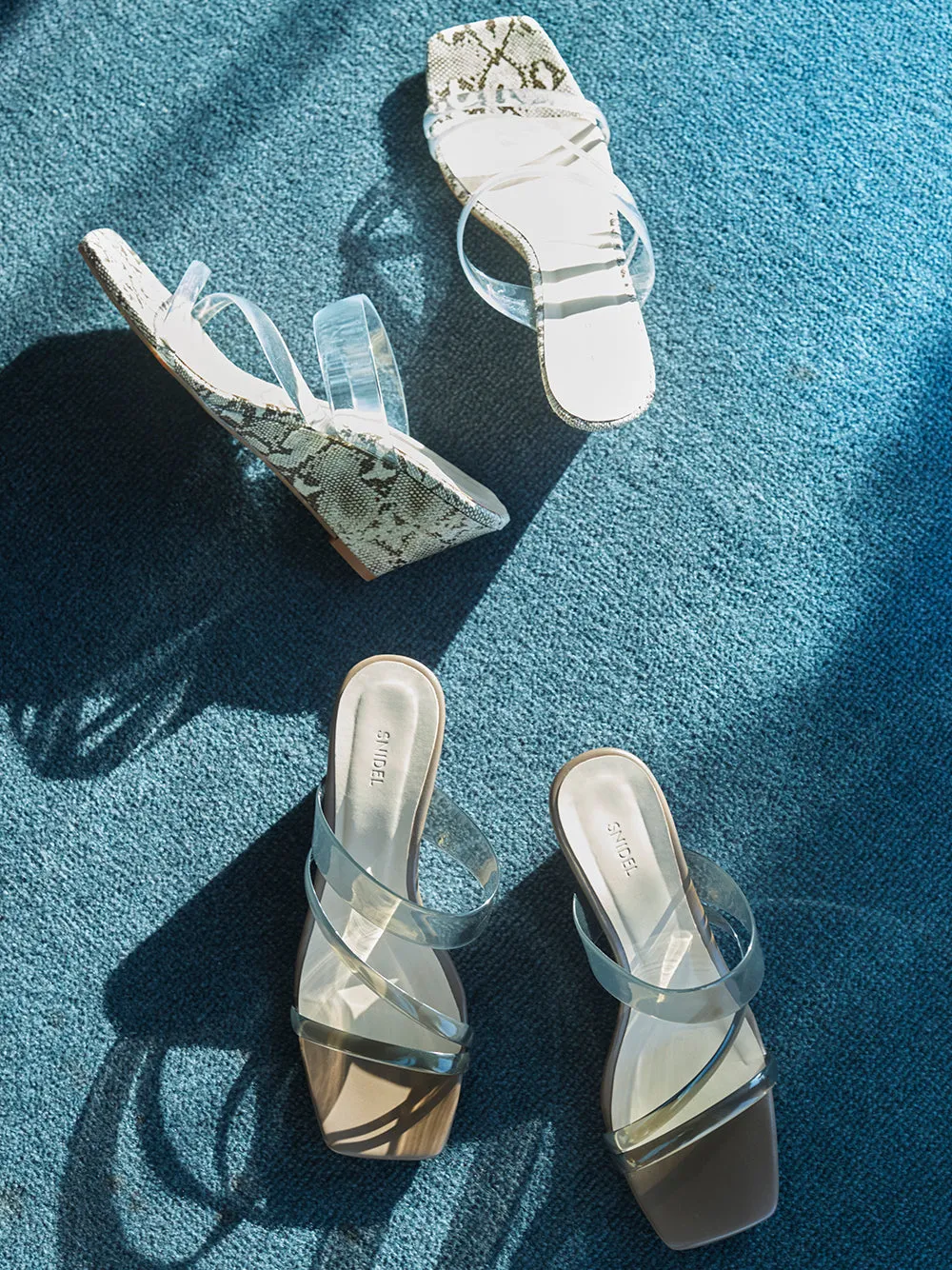 Clear Vinyl Multi Strap Wedge Mule