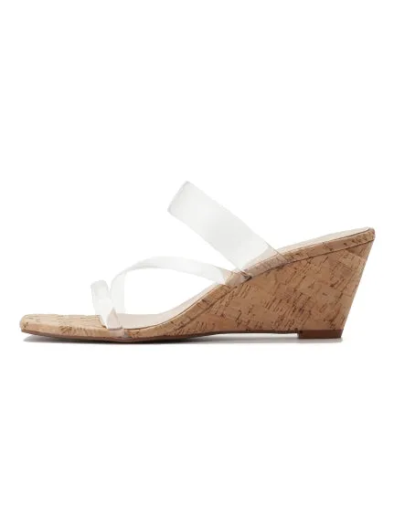 Clear Vinyl Multi Strap Wedge Mule