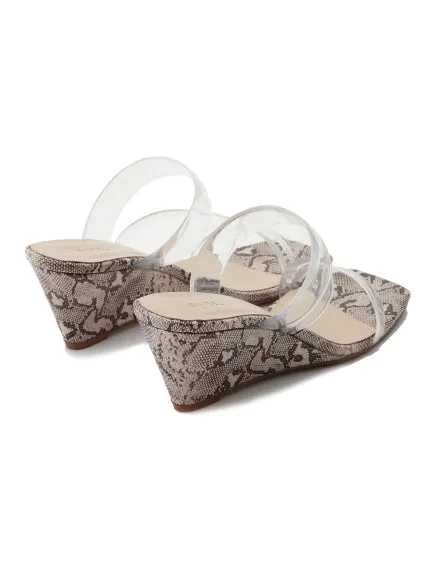 Clear Vinyl Multi Strap Wedge Mule