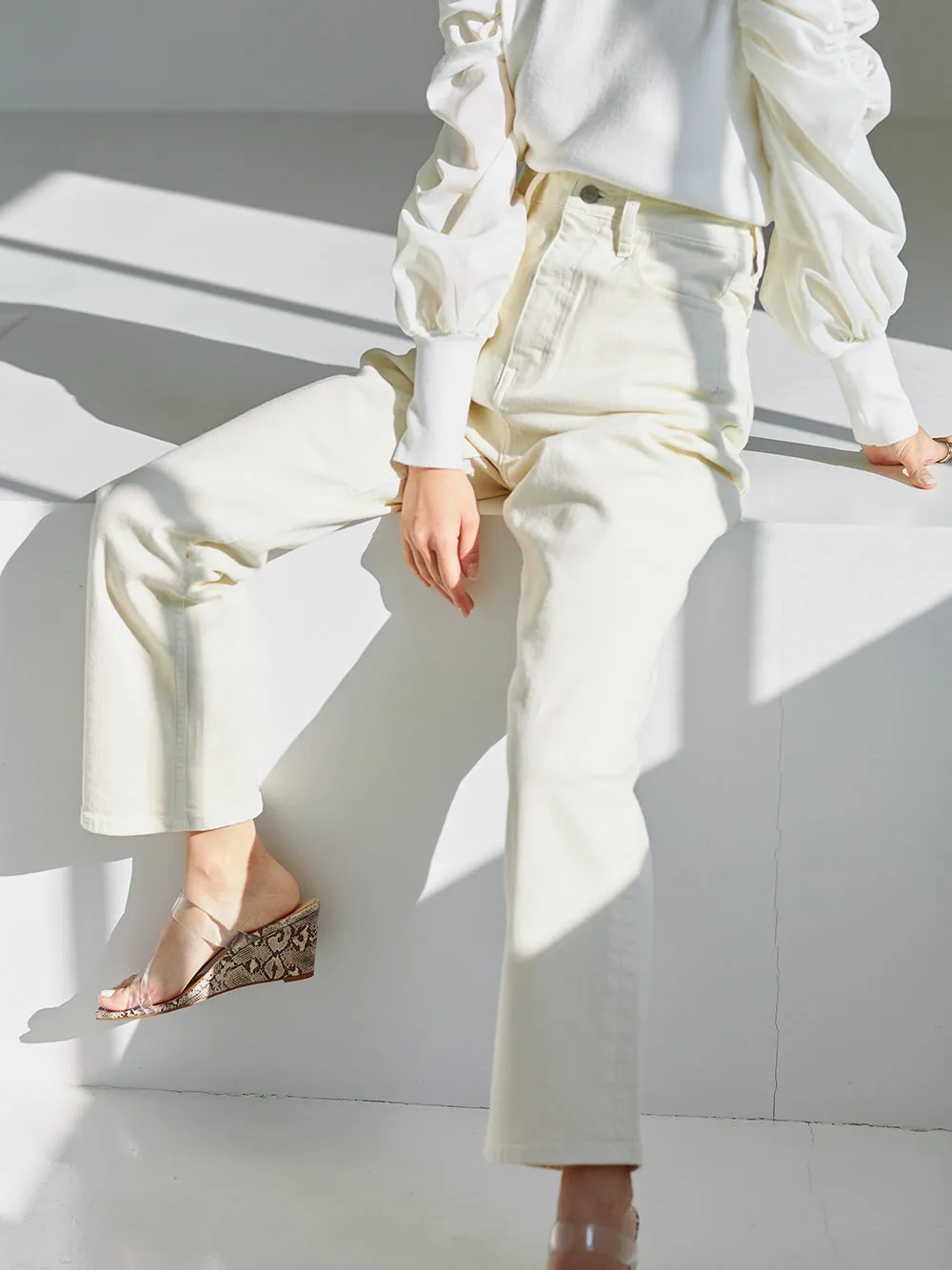 Clear Vinyl Multi Strap Wedge Mule