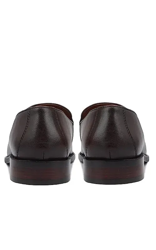Coffee Croco Textured Loafers With Tassels