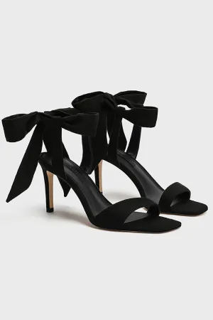 Elegant Black Ankle Lace up High Heel Suede Slim Sandals Elegant Black Ankle Lace up High Heel Suede Slim Sandals