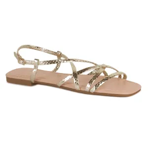 Flat Strappy Sandals in Gold