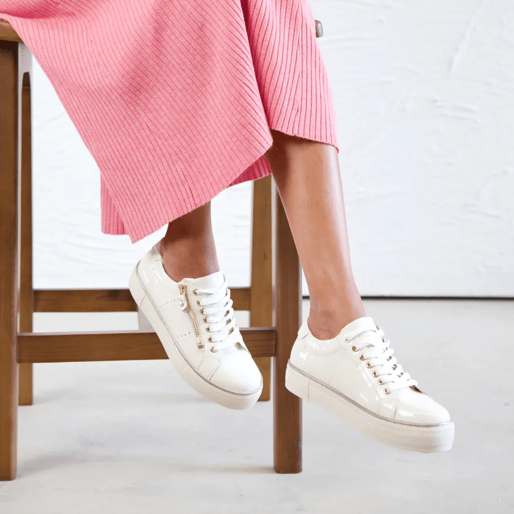 Froggy Ivory Patent Leather Sneakers