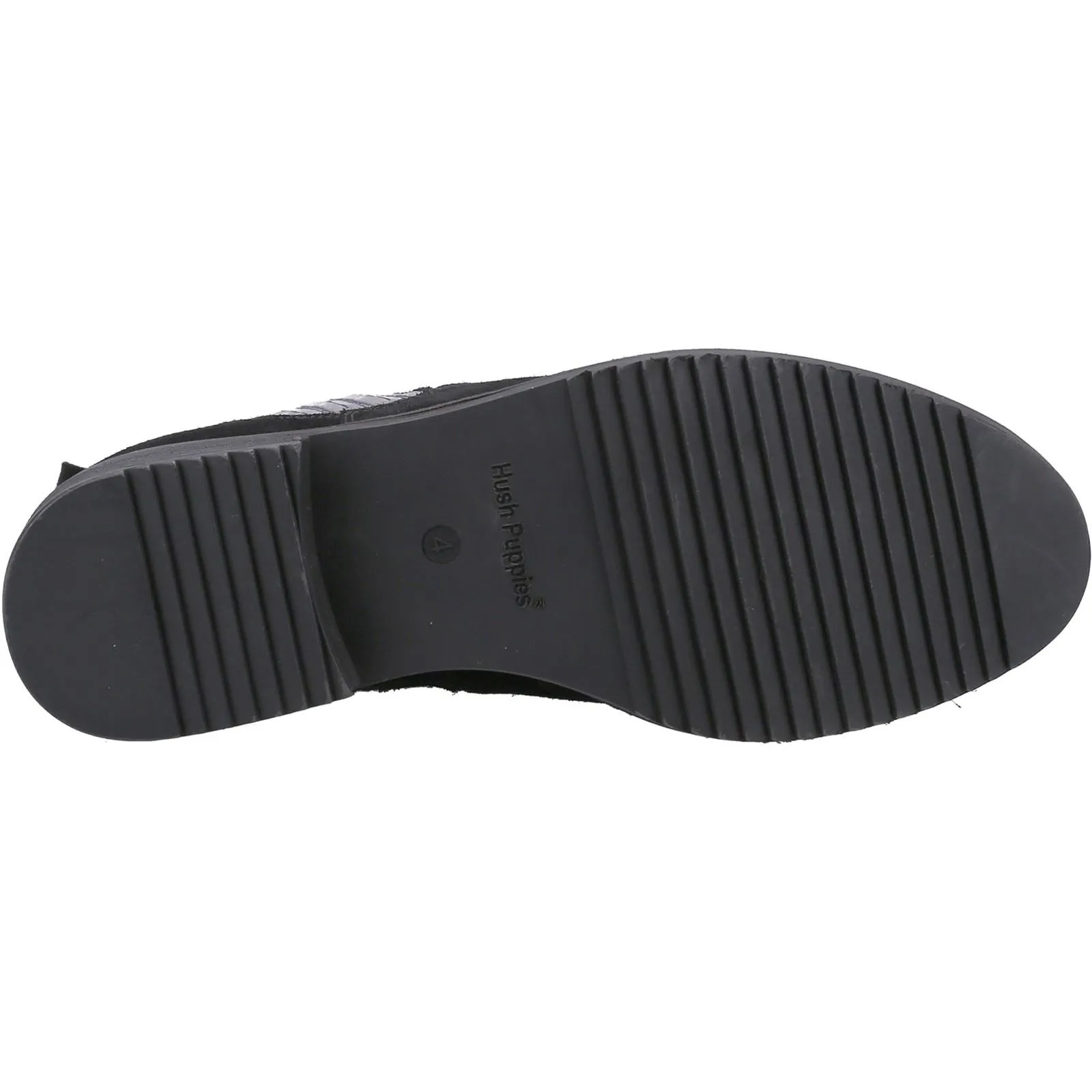Hush Puppies Stella Black Leather and Pony Hair Female Ladies Ankle Boots