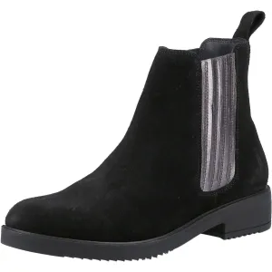 Hush Puppies Stella Black Leather and Pony Hair Female Ladies Ankle Boots