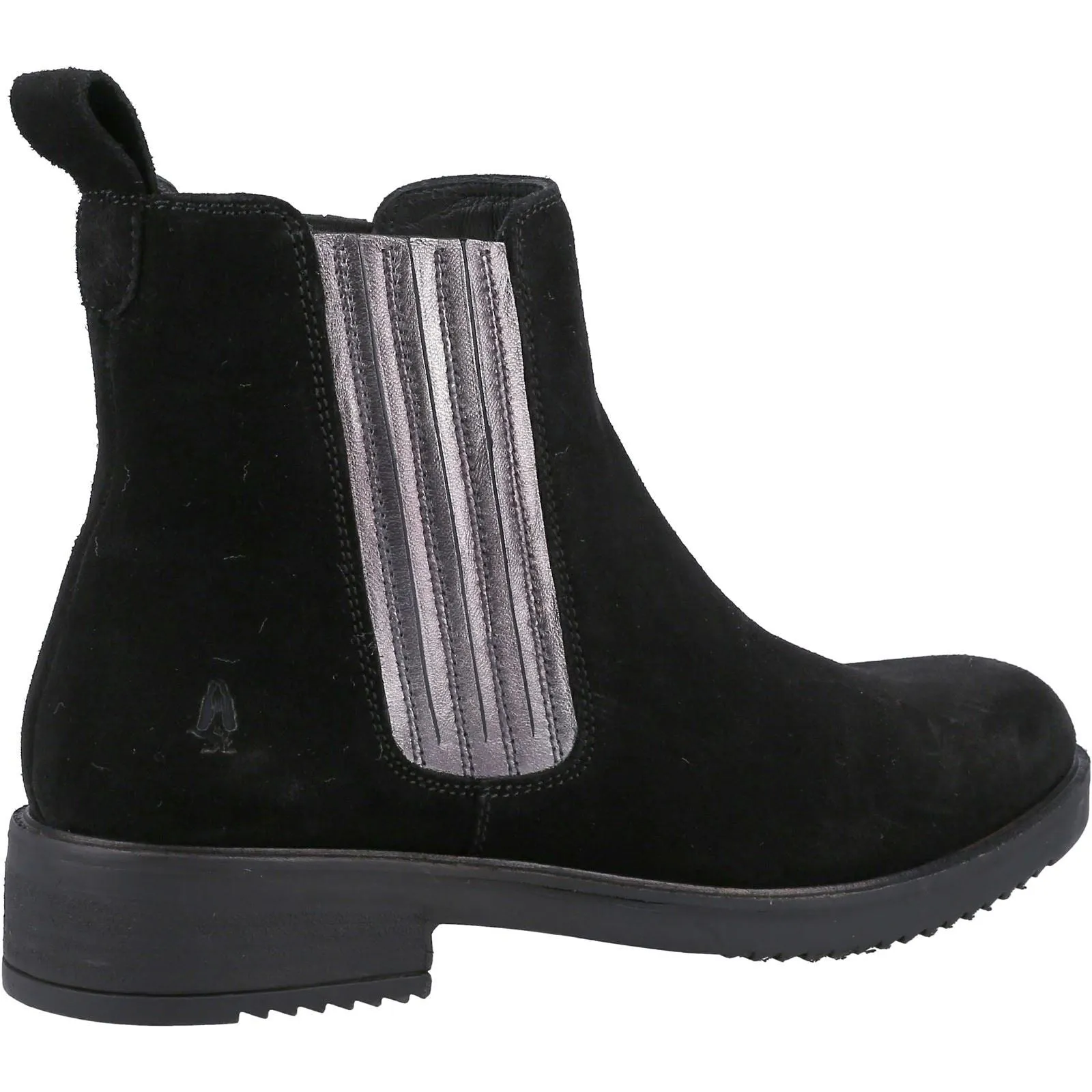 Hush Puppies Stella Black Leather and Pony Hair Female Ladies Ankle Boots