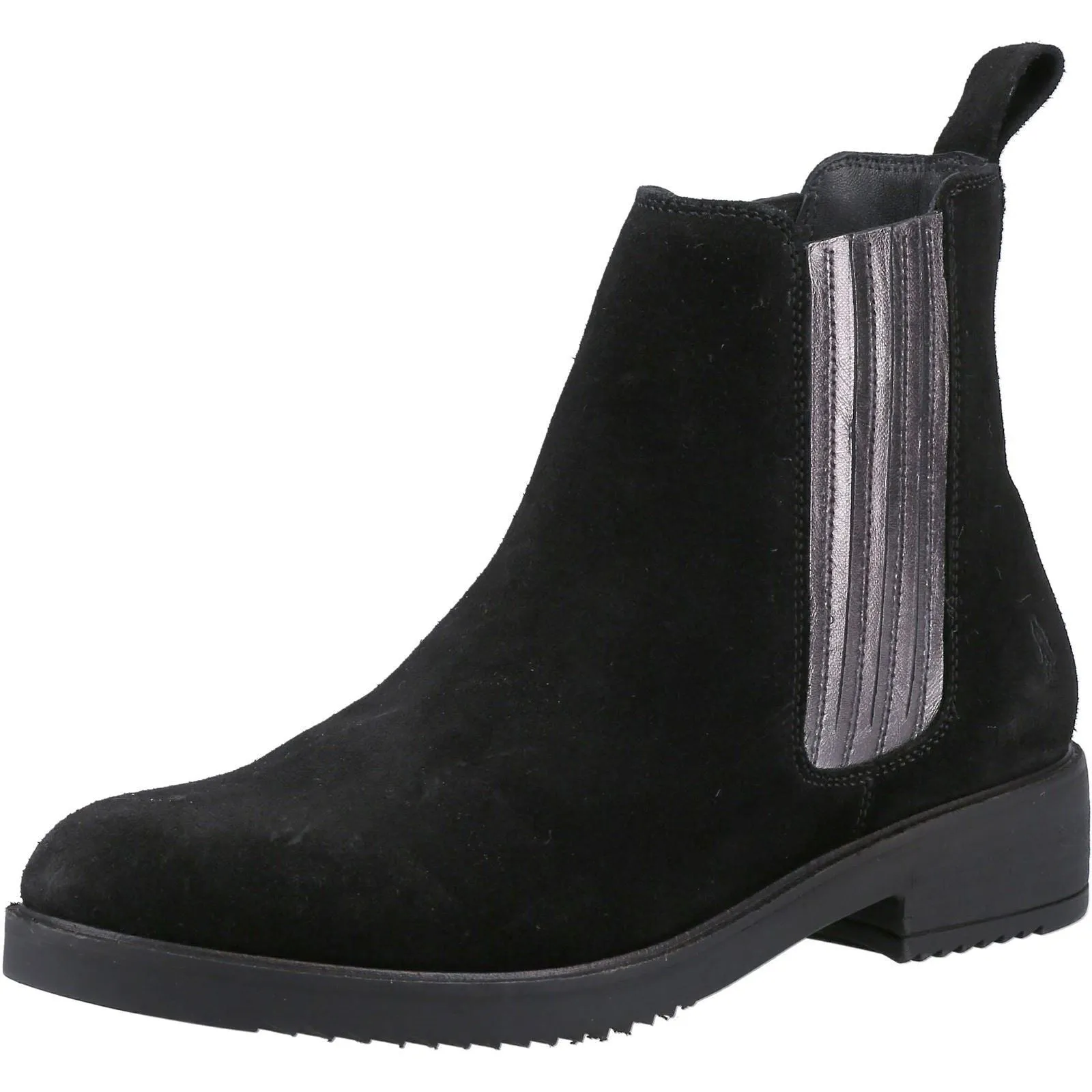 Hush Puppies Stella Black Leather and Pony Hair Female Ladies Ankle Boots
