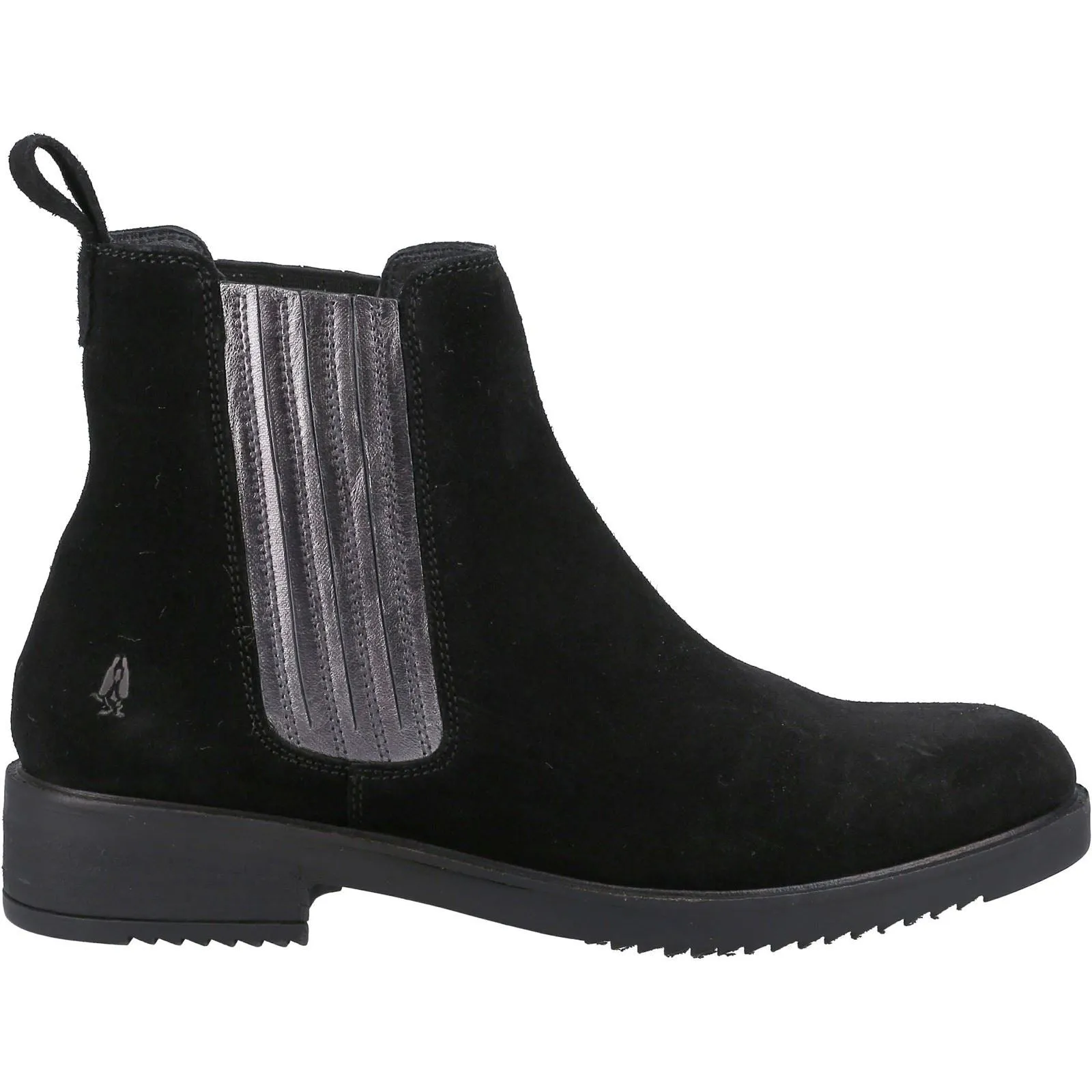 Hush Puppies Stella Black Leather and Pony Hair Female Ladies Ankle Boots