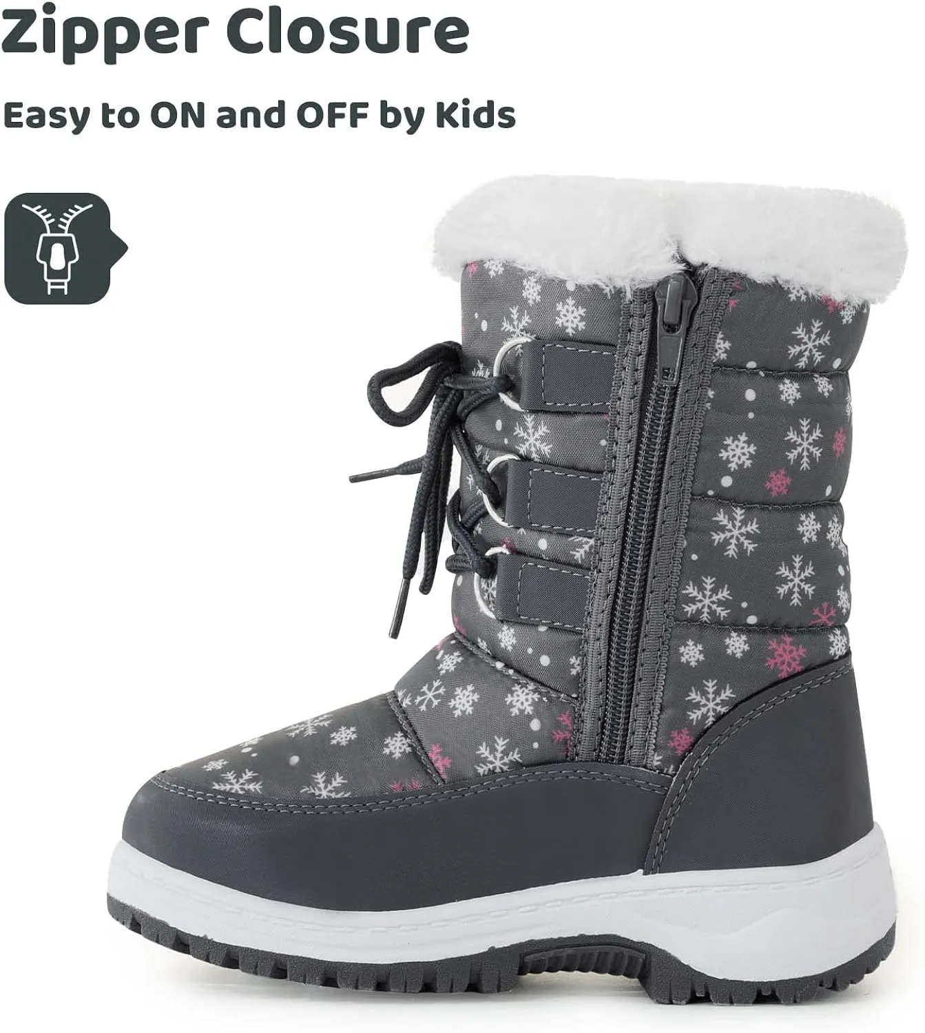 Insulated Fur Winter Snow Boots for Little Kids - Size 1 Warm & Stylish