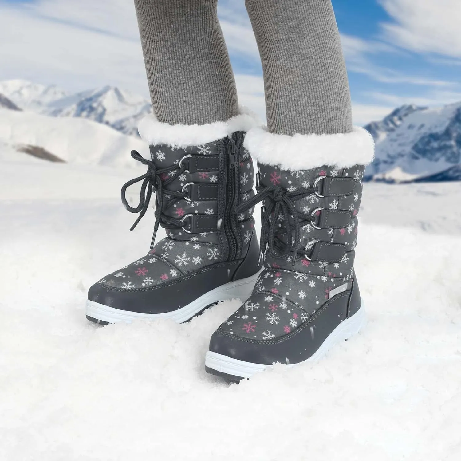 Insulated Fur Winter Snow Boots for Little Kids - Size 1 Warm & Stylish