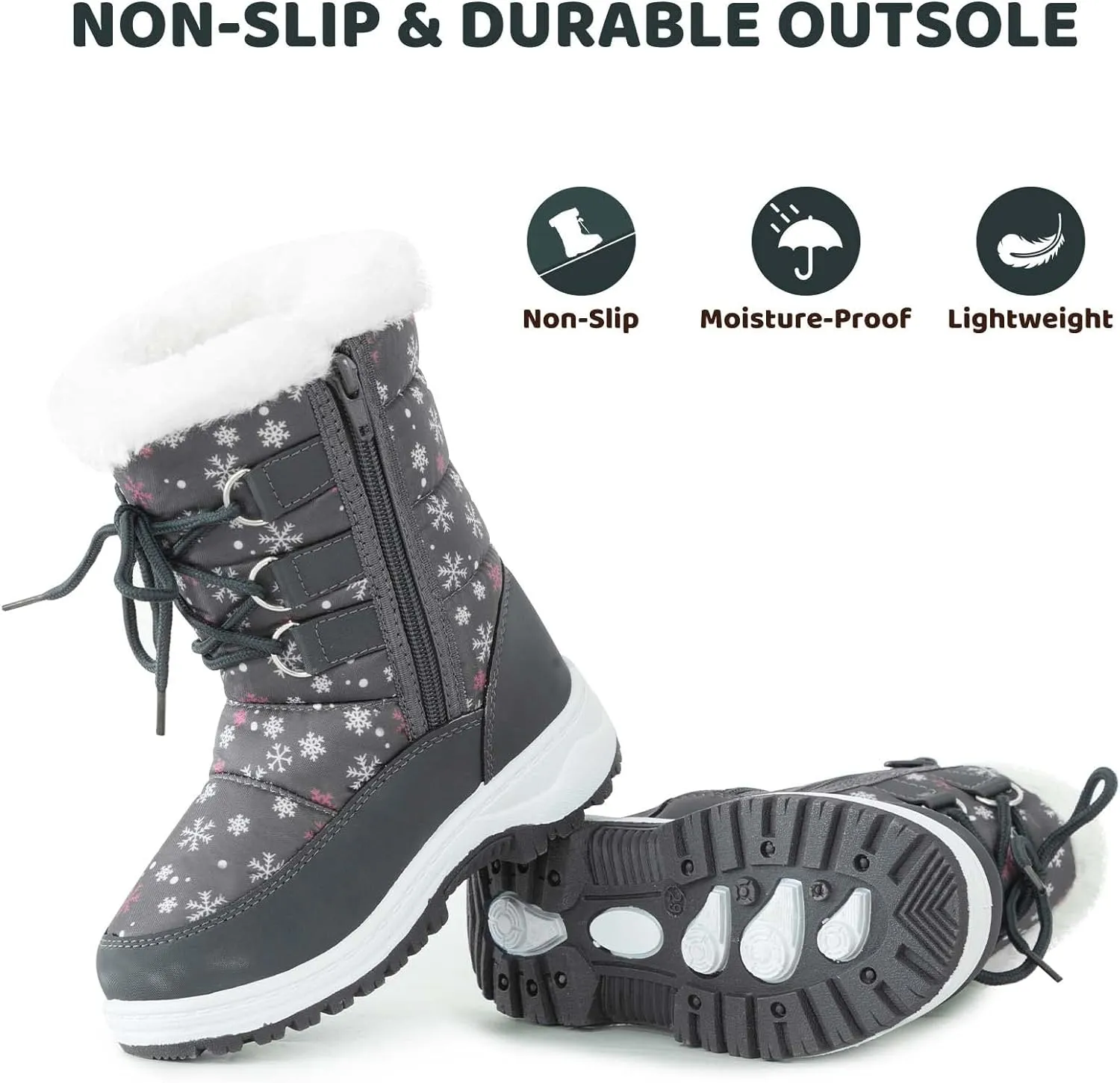 Insulated Fur Winter Snow Boots for Little Kids - Size 1 Warm & Stylish