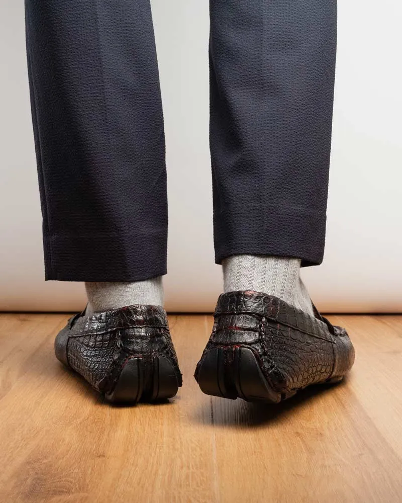 Marco Di Milano Parma Black Cherry Caiman Belly Bit Driving Loafers
