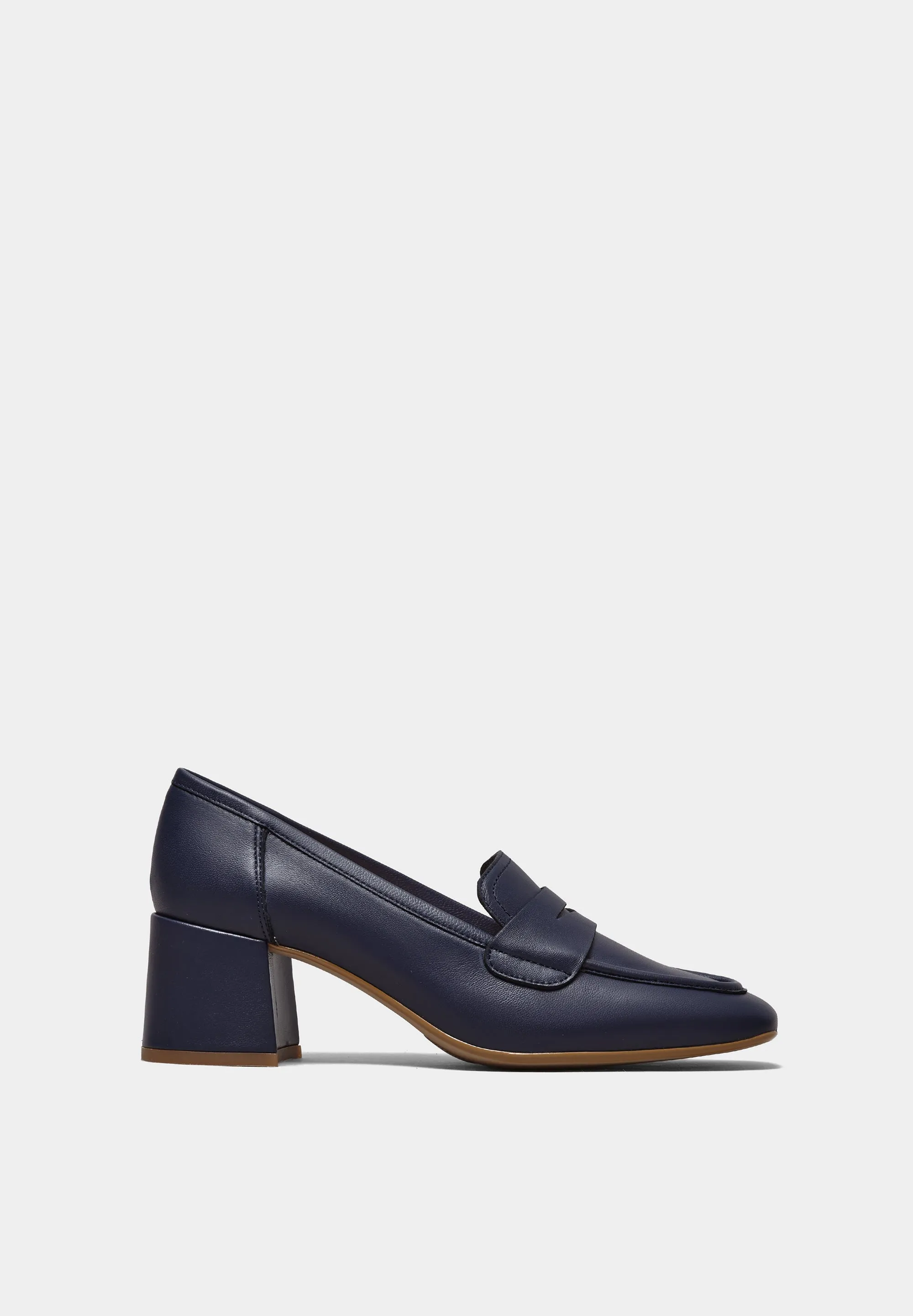 Mendo Block Heel Loafer Ocean Soft Nappa Leather