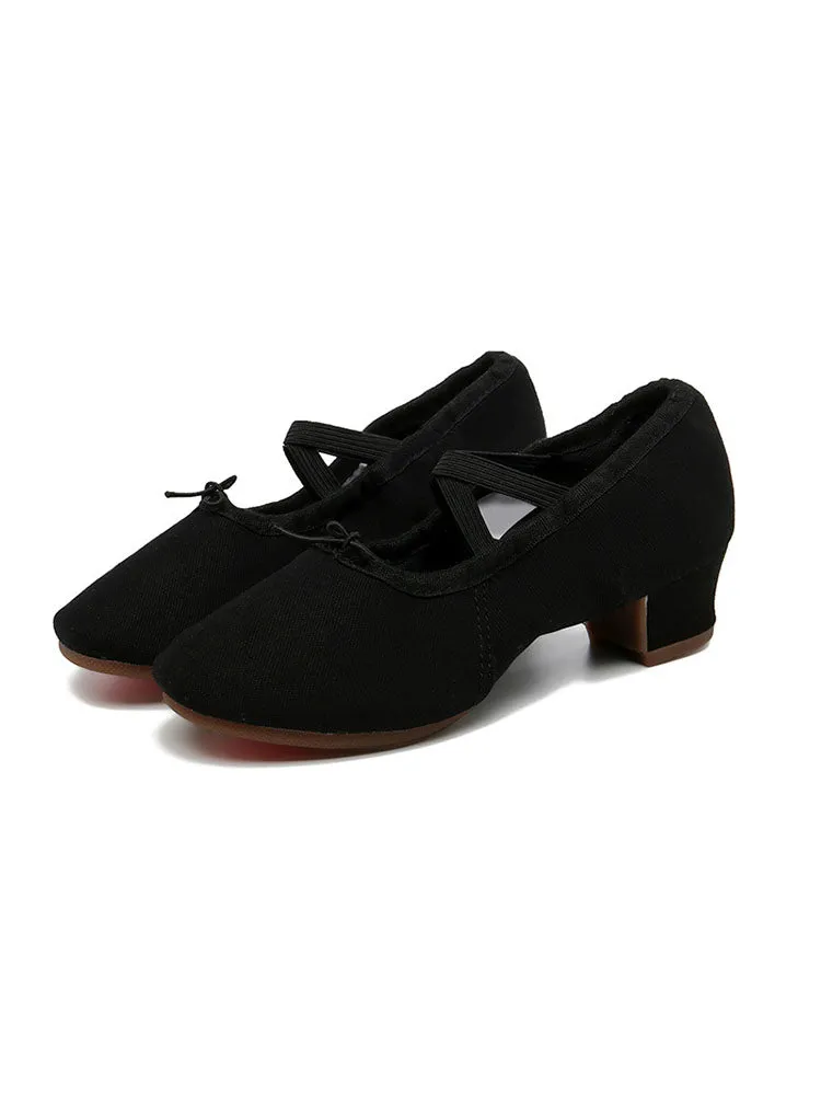 Mid-heel Outdoor Dance Practice Shoes Canvas Soft-soled Shoes