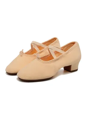 Mid-heel Outdoor Dance Practice Shoes Canvas Soft-soled Shoes