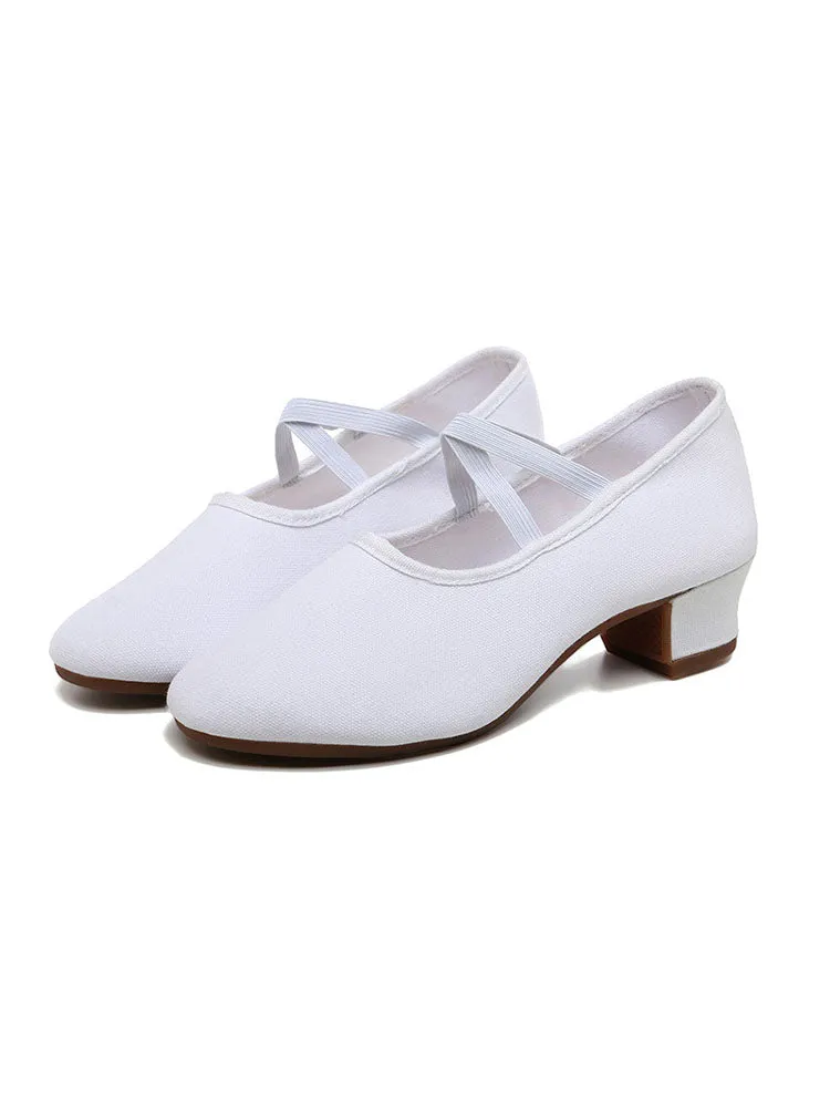 Mid-heel Outdoor Dance Practice Shoes Canvas Soft-soled Shoes