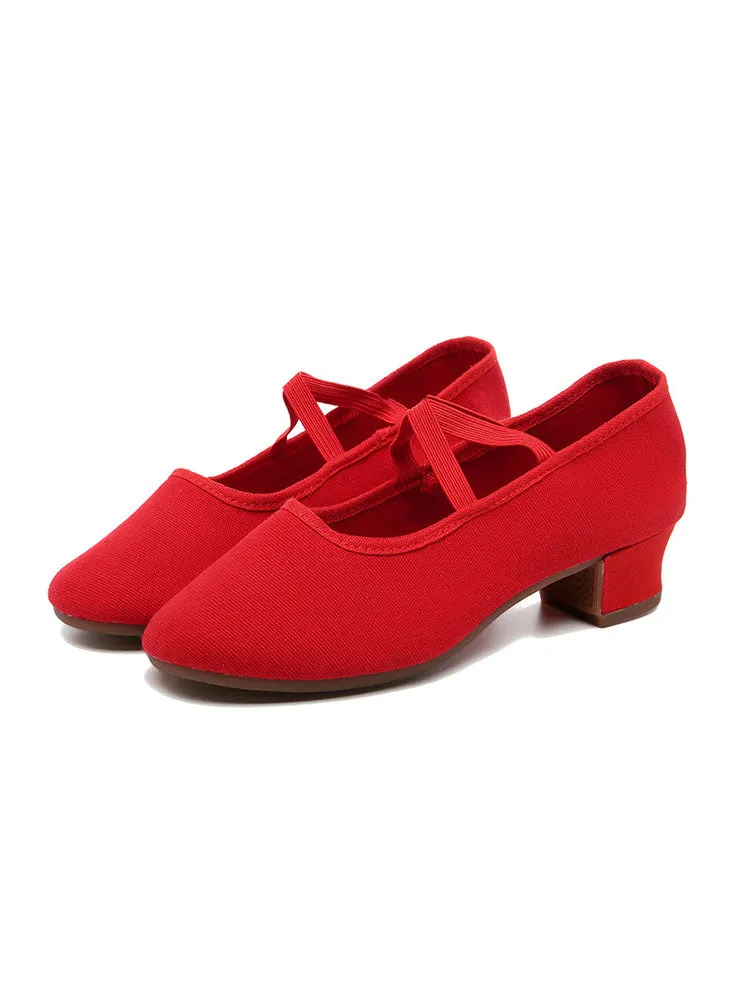 Mid-heel Outdoor Dance Practice Shoes Canvas Soft-soled Shoes