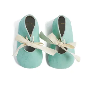 Mint Green Pram Shoes with Ribbon Mint Green Pram Shoes with Ribbon
