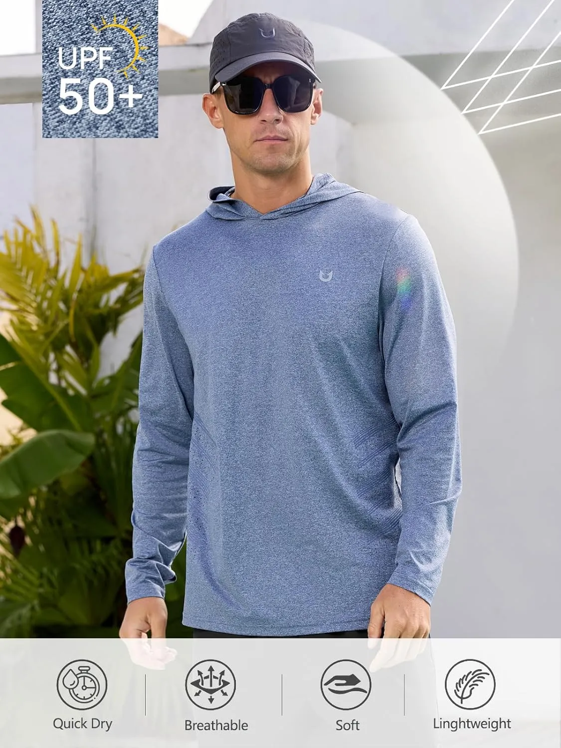 NORTHYARD Men's UPF 50  Long Sleeve Hoodie Shirts Sun Protection Fishing Swim Lightweight Quick Dry Workout UV SPF Rash Guard