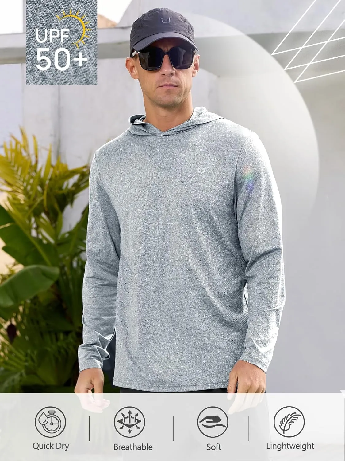 NORTHYARD Men's UPF 50  Long Sleeve Hoodie Shirts Sun Protection Fishing Swim Lightweight Quick Dry Workout UV SPF Rash Guard