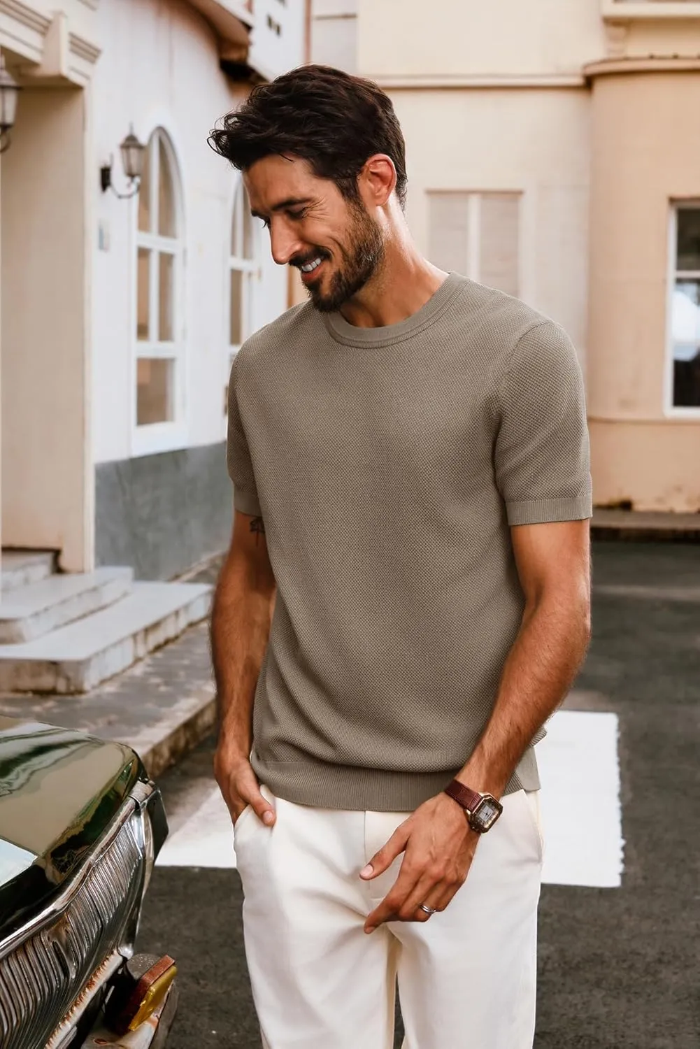 PJ PAUL JONES Mens Casual T-Shirts Classic Short Sleeve Knit Tees Crewneck Solid Tee Shirts