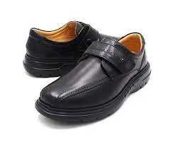 Quirelli Men's Soft Sense Velcro Shoes- Black Leather