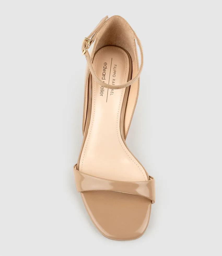 SAKURA75 Sandal on Wedge in Nude High Shine