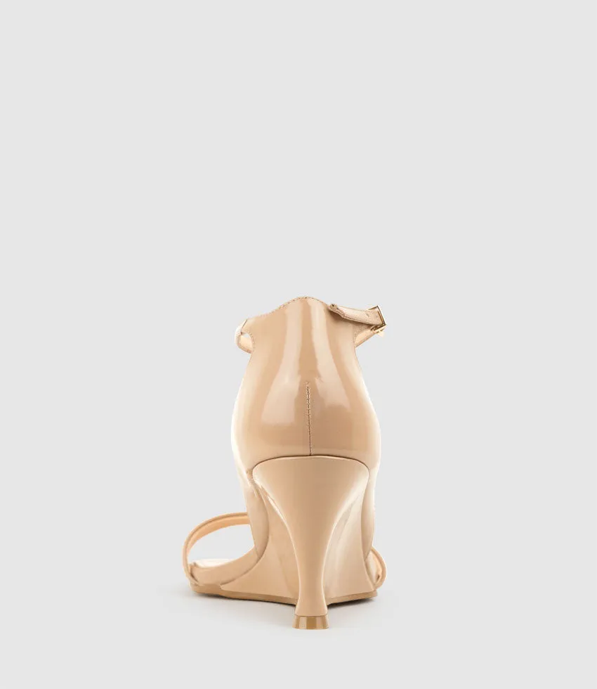 SAKURA75 Sandal on Wedge in Nude High Shine