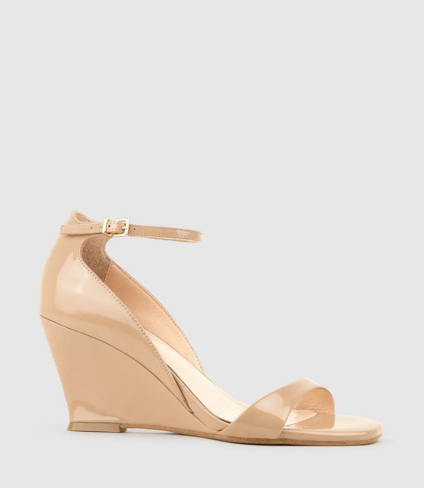 SAKURA75 Sandal on Wedge in Nude High Shine
