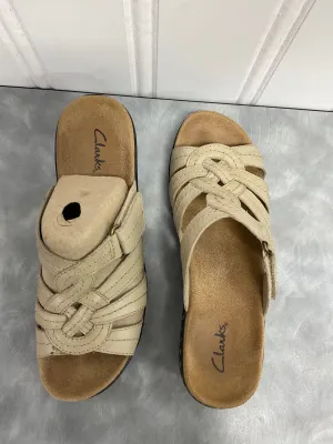 Sandals Heels Wedge By Clarks In Tan, Size:8